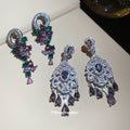 Purple and Green Crystal Chandelier Stud Earrings Fashion Jewelry view 3