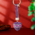 Geometric Band Crystal Heart Keychains with Straps and Plain Options view 11