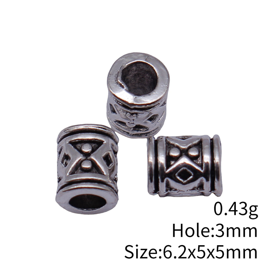 6.2x5x5mm 0.43g Antique Silver Zinc Alloy Diamond Pattern Tube Beads for Bracelet Necklace Jewelry Making