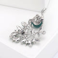 Branch With Pearl Brooch In Metal With Faceted Crystal Leaves And A Large Colored Round view 4