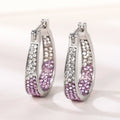 Silver Oval Rhinestone Hoop Earrings Four Color Styles view 6