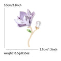 Enamel Magnolia Flower Brooch with Pearl Pink Purple view 6