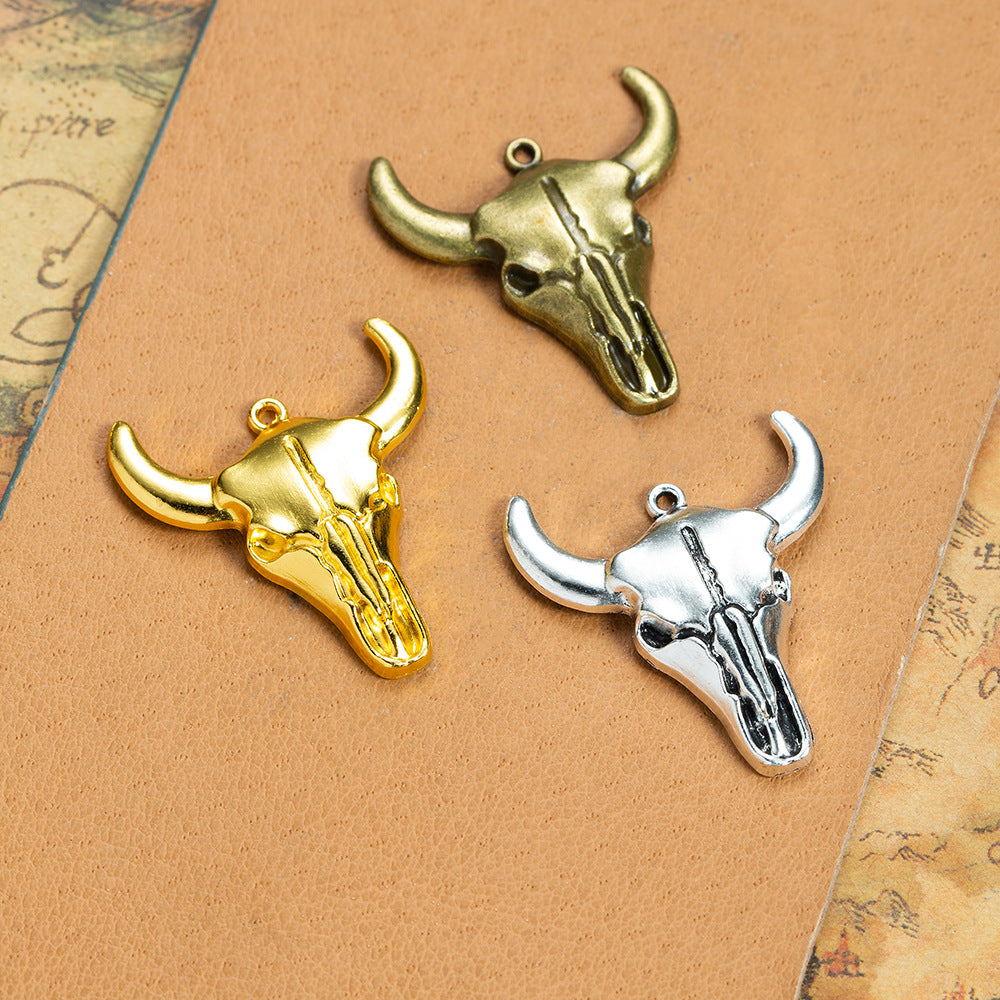 Bull Head Alloy Charm Pendant 31x28mm