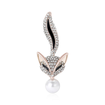 A slim fox face with tall crystal-set ears and pearl-like drop shown on a white background
