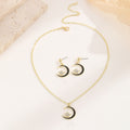 Black Crescent Moon Star Necklace and Earring Jewelry Sets view 3