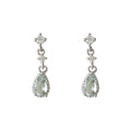 Silver Tone Clear Stone Chain And Pale Blue Teardrop Stud Earrings view 5