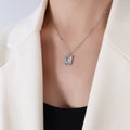 Square Clear Zircon Pendant Necklace and Stud Earrings Set view 6