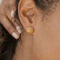 Rose Flower Stud Earrings Stainless Steel Gold Silver view 1