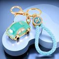 Jelly-Style Mini Car Keychain with Aqua Enamel and Crystal Accents view 3