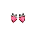 Red Heart Bow Stud Earrings in Polished Statement Design view 5