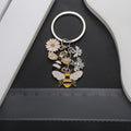 Bee Daisy and Honeycomb Silver Tone Metal Keychain view 3