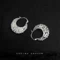Silver Filigree Lace Openwork Hoop Earrings Crescent view 4