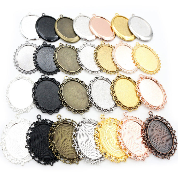 Decorative Oval Pendant Tray Assortment Jewelry Making Components