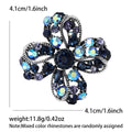 Openwork Rhinestone Clover Flower Brooch Purple Blue view 7
