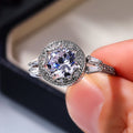Silver Vintage Milgrain Halo Clear CZ Baguette Ring view 3