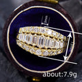 Gold Multi-Row Baguette Round Clear CZ Domed Band Ring view 4
