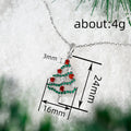 White Gold Christmas Tree Pendant Necklace Color Stones view 4