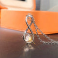 Silver Tone Infinity Teardrop Crystal Pendant Necklace view 2
