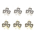 Black Outline Four Leaf Clover Charms in Gold and Silver Tones view 3