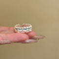 Silver Blue Enamel Open Rings Flower Lace Cross Styles view 6