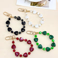 Heart Bead Bracelet Keychain with Lobster Clasp Charm view 1