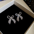 Crystal Bow Dangle Earrings Gold Silver Plus Bow Brooch view 8
