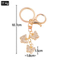 Gold Triple Rhinestone Butterfly Charm Metal Keychain view 3