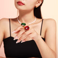 Large Oval Faceted Glass Statement Rings Gold Setting Sizes view 2