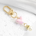 Ombre Heart Bead Keychain with Butterfly Flower or Pearl Charm view 9