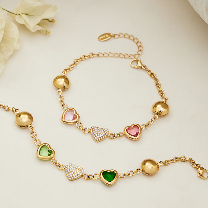 Teardrop Resin Station Necklace And Heart Glass Bracelet