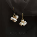 Gold Hook Mixed White Baroque Pearl Cluster Earrings view 3