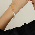 Freshwater Pearl Bracelet Organic Bar Hook Clasp Gold Steel view 4