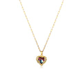 Gold Heart Multicolor Crystal Pendant Satellite Chain Necklace view 5