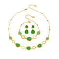 Oval Cat Eye Glass Stone Necklace Bracelet Earring Set view 5
