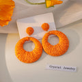 Eight Color Yarn Wrapped Large Round Disc Earrings view 9