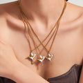 Gold Enamel Hummingbird Pendant Necklace Stainless Steel view 1