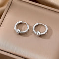 Gold and Silver Tone Spike and Ball Huggie Hoop Earrings view 3