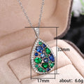 Blue And Green Teardrop Cluster Necklace And Earring Styles Silver Tone view 4