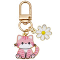 Pink Cat and White Daisy Enamel Clip Keychain Eight-Style Collection view 5