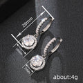 Silver Tone Round Clear Halo Drop Hoop Earrings Pair view 4