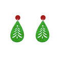 Green Glitter Christmas Tree Teardrop Earrings Red Posts view 5