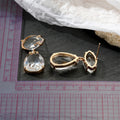 Gold Tone Double Clear Faceted Teardrop Crystal Drop Earrings view 3