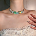 Green Crystal Butterfly Layered Chain Necklaces Fashion Jewelry view 3