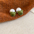 Flocked Bear And Pearl Double Sided Stud Earrings For Distinctive Statement Styling view 4