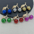 Metallic Cherry Charm Pendant Gold Tone Stem Six Colors view 1