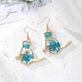 Gold Cat Silhouette Dried Flower Resin Dangle Earrings 4 Styles view 3