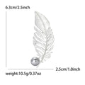 Textured Feather And Pearl Brooch in Gold or Silver Tone view 6