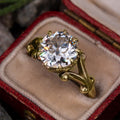 Gold Vintage Scroll Solitaire Round CZ Statement Ring view 2