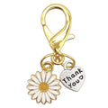 White Daisy Thank You Heart Keychain Gold Lobster Clasp view 5