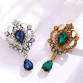 Blue Silver Tone Flower Crystal Two Designs Metal Brooch Pin view 4